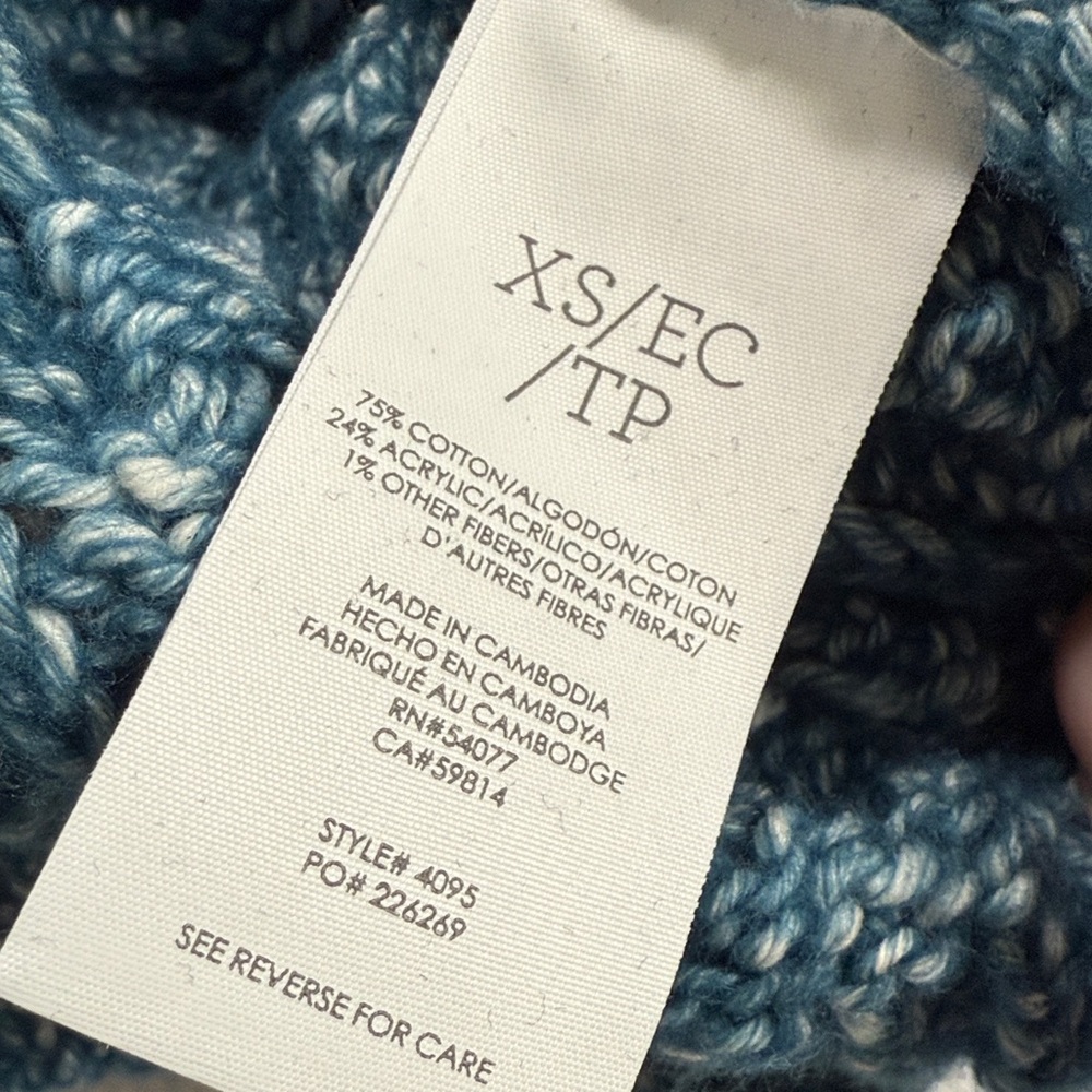 CAbi Astral Teal Cable Knit Women's Cardigan #4095 SZ XS EUC cotton fall casual - Picture 4 of 6